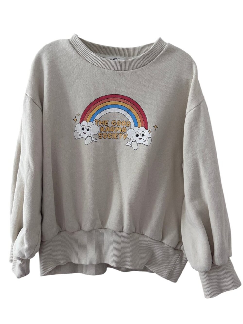 Hundred Pieces Kids "Good Karma Society" Rainbow Graphic Sweatshirt Size 8Y